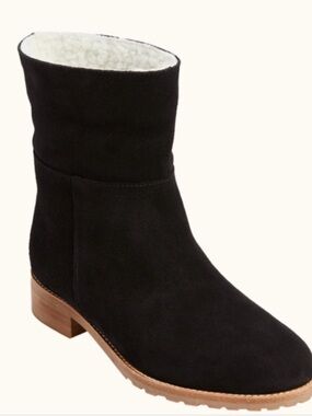 Jack Rogers-Black Suede Shearling-Lined Women’s Ankle Boot